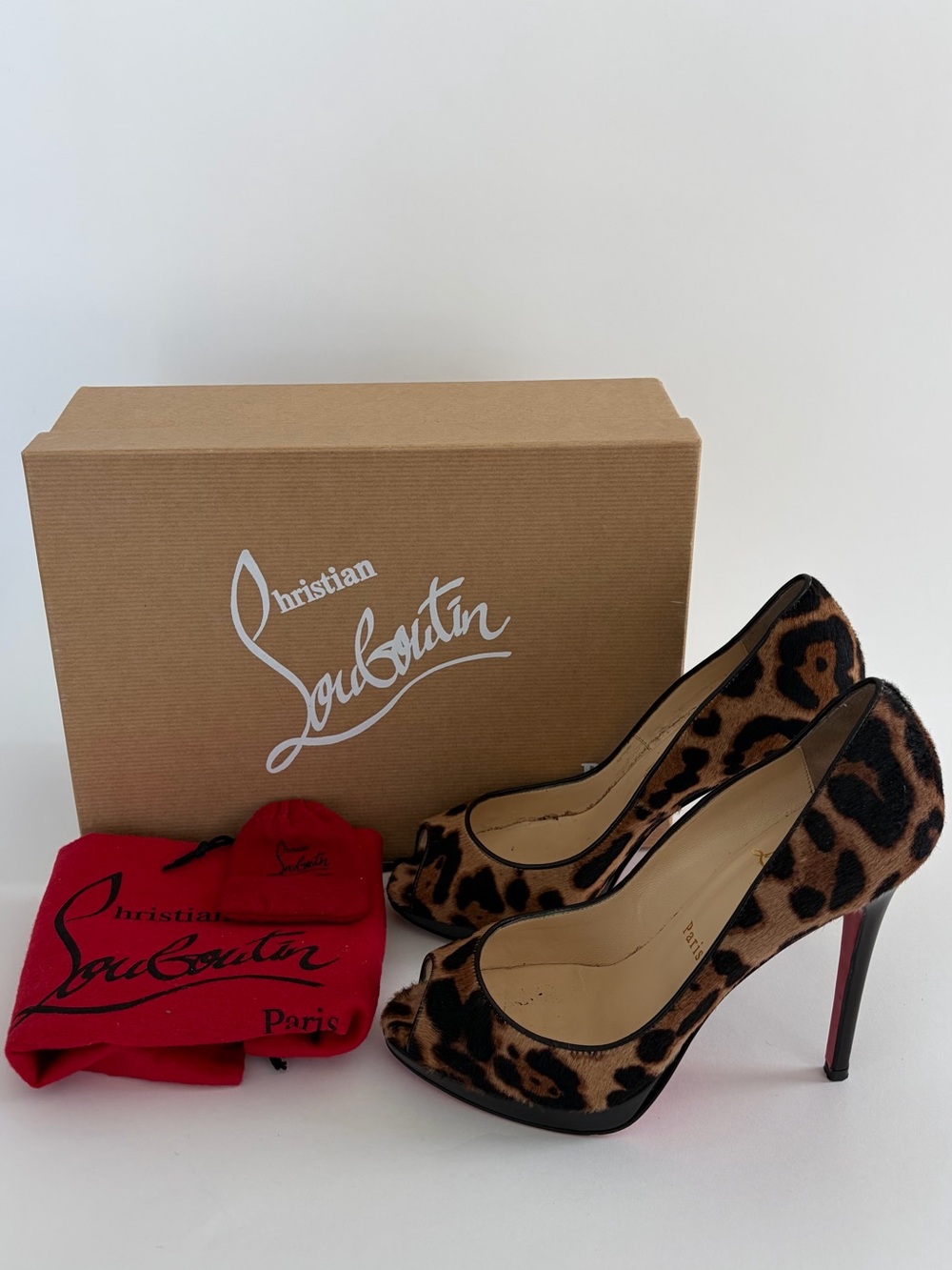 Christian Louboutin Yolanda Pony Leopard Peep-Toe Stiletto Pumps